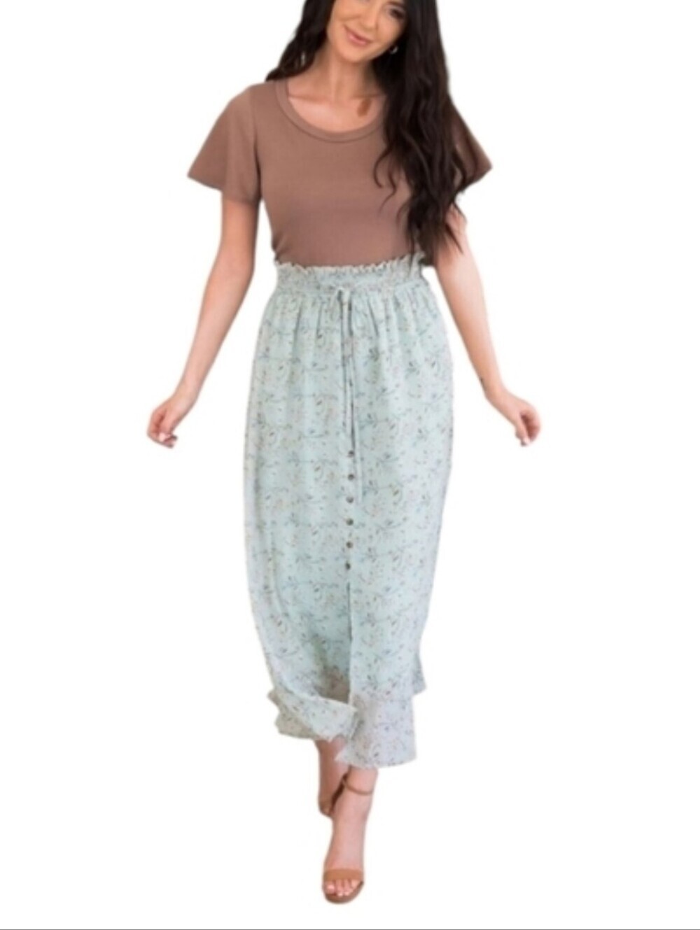 Mikarose Jade Birch Floral Spring Blooms Button Front Maxi Skirt Boho Sz XL NWT - Picture 1 of 12